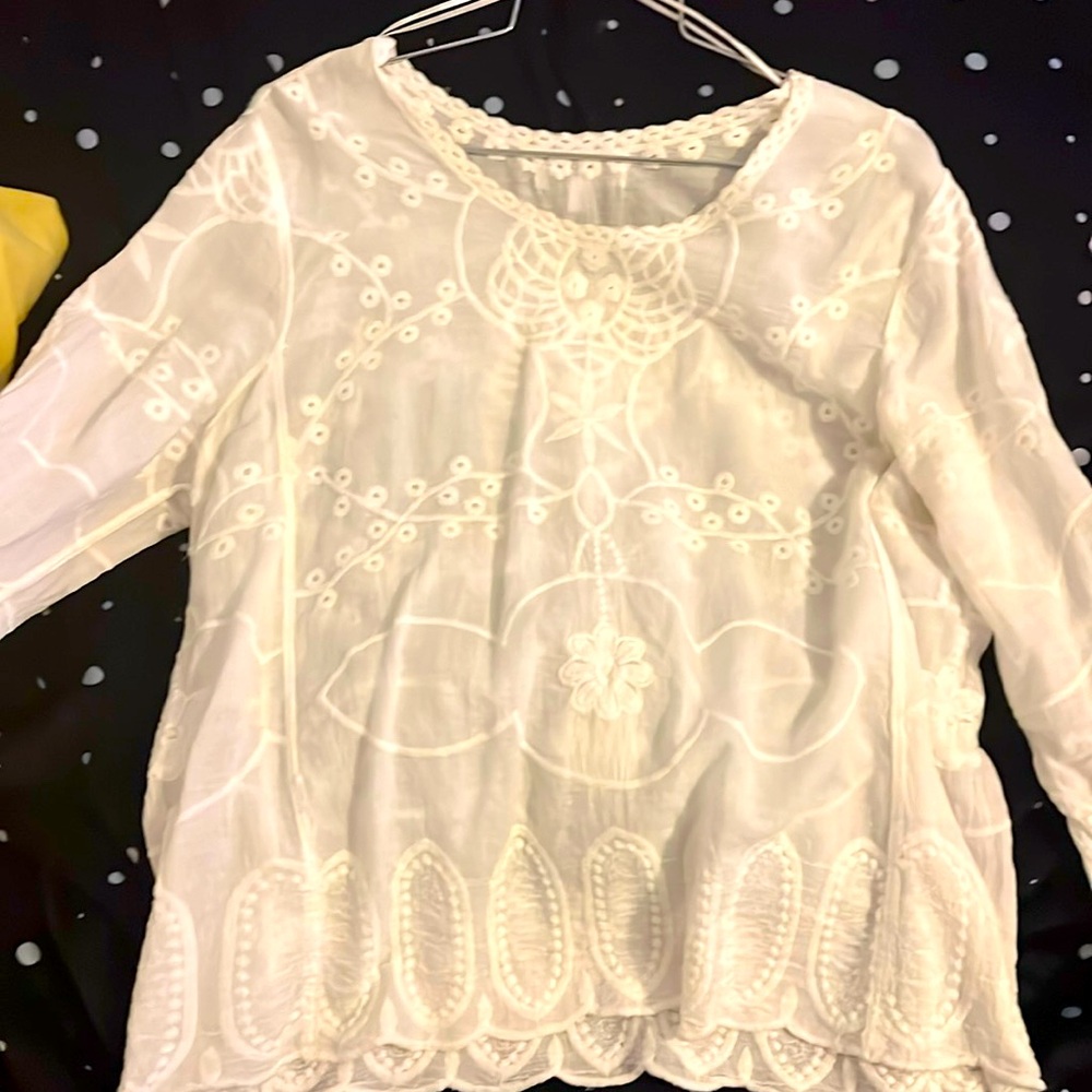 White summertime see thru oversized shirt